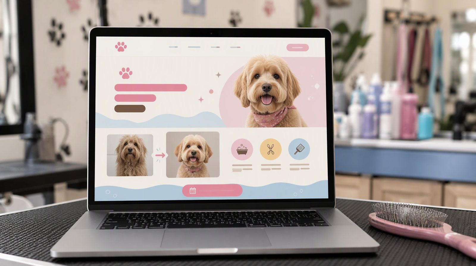 Sample pet grooming website design concept